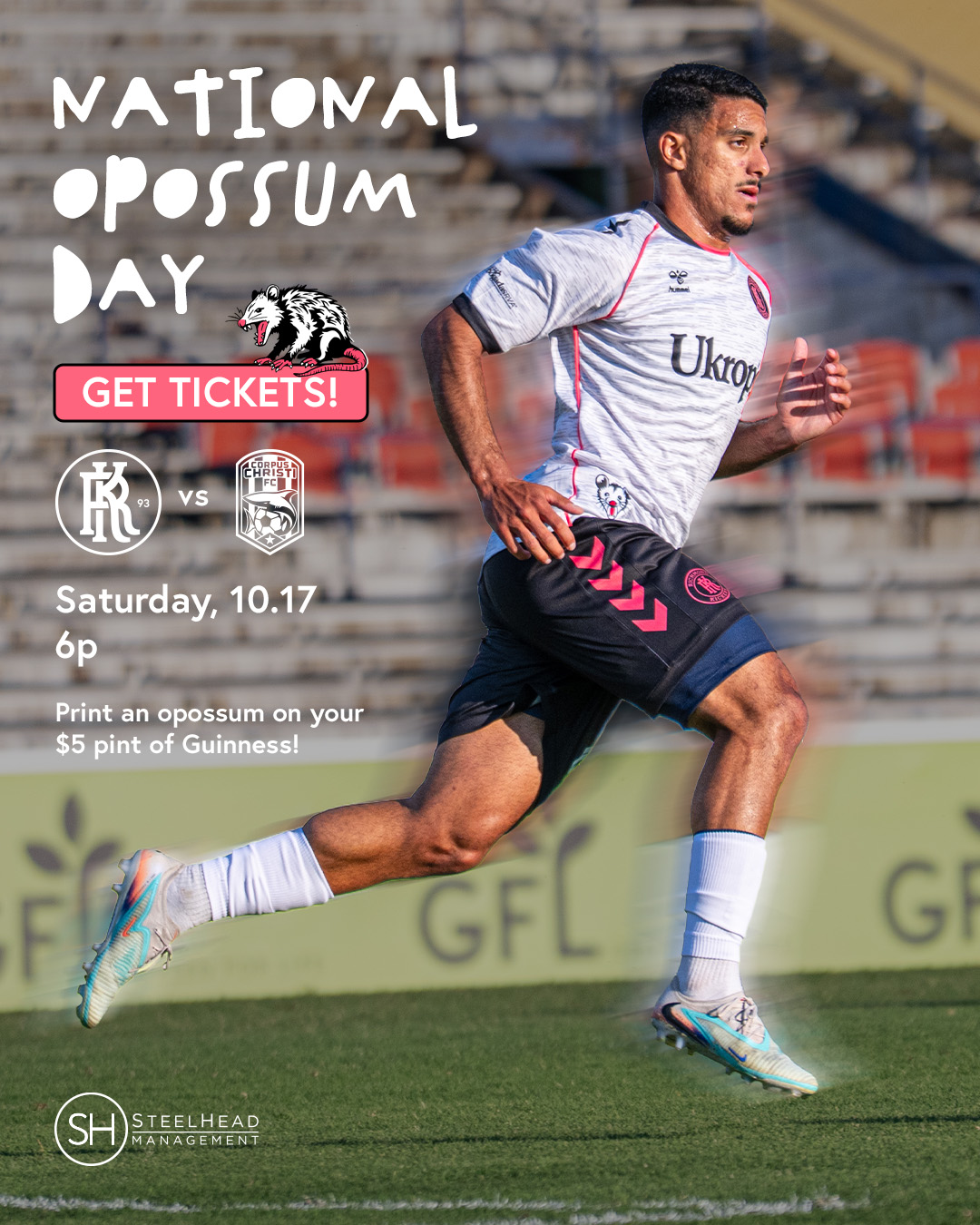 National Opossum Day: Kickers vs. Corpus Christi FC on October 17.